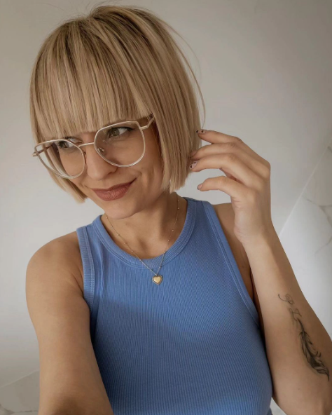 Blonde Bob Hairstyle With Bangs