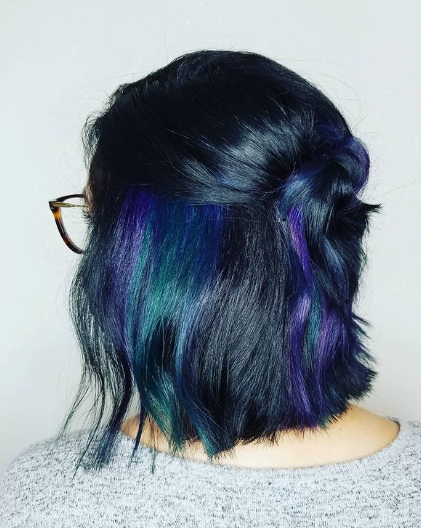 Blue And Purple Homecoming Hairstyle