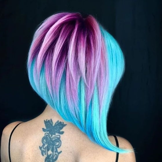 Blue With Lavender Mixed Crazy Hair Color Ideas For Women