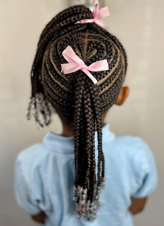 Braided Double Ponytail Little Black Girl Hairstyle