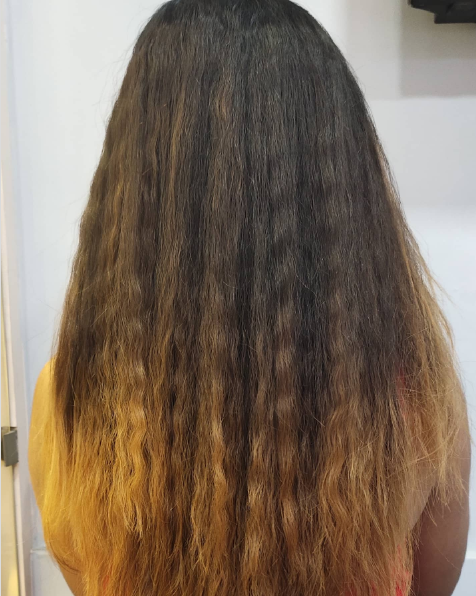 Brown End Crimped Hairstyle