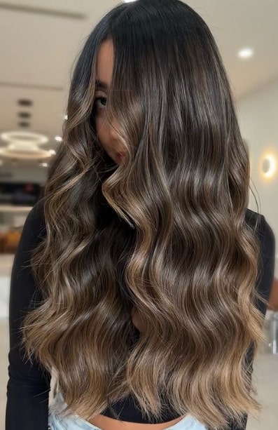Brunette Brown Hair with Highlights
