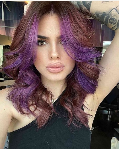Brunette With Purple Highlights  