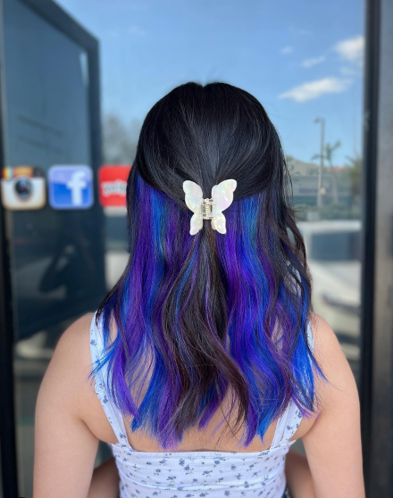 Butterfly Cut With Blue And Purple Hair Ideas