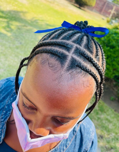 Center Partition Cornrow Hairstyle For Black Kids