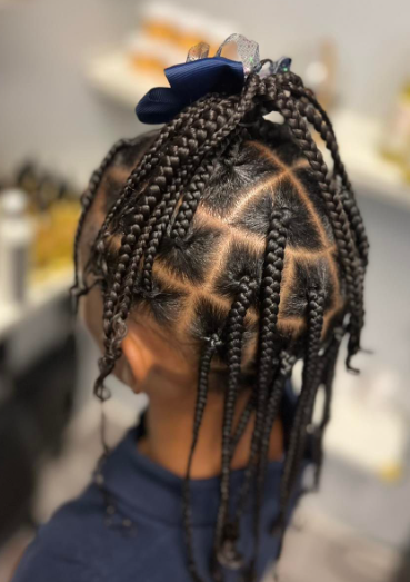 Checked Braided Natural Hairstyle