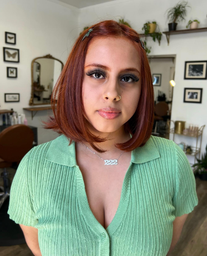 Chunky Girl Brown Hair With Red Highlights