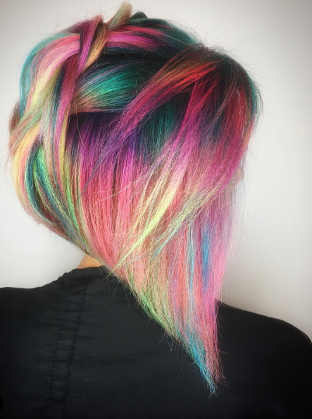 Colour Full Inverted Bob Haircut