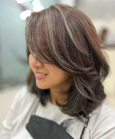 Cool Brown Balayage Short Hairstyle For Asian Women