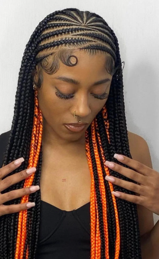 Corn Rows Braid Hairstyle With Weave
