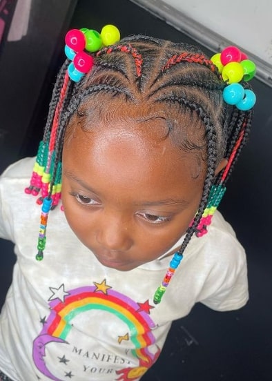 Cornrow Braids And Beads Hairstyle For Kids