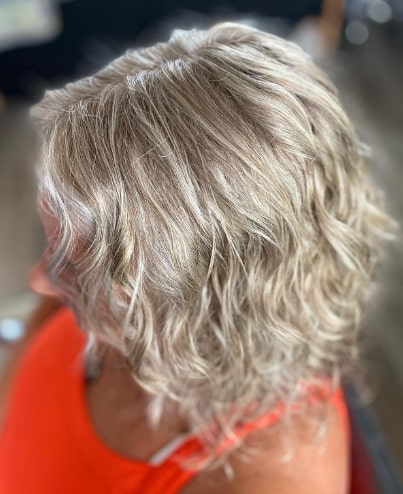 Curly Hair With Gray And Silver Highlight