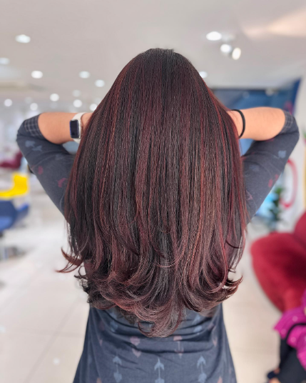 Deep Burgundy Brown Hair With Red Highlights