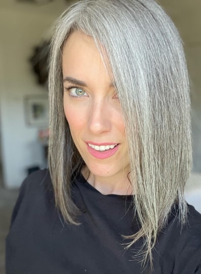 Dyed Lob With Gray And Silver Highlights