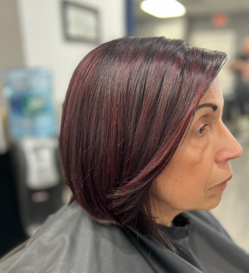 Elegant Bob Brown Hair With Red Highlights