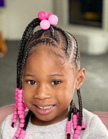 Feed in Braids and Beads Hairstyle for Kids