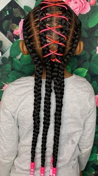 Feeder Braids And Beads Hairstyle For Kids