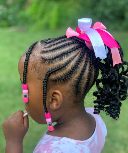 Feedin Style Cornrow Hairstyle For Black Kids