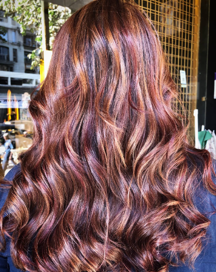Fiery Sunshine Brown Hair With Red Highlights