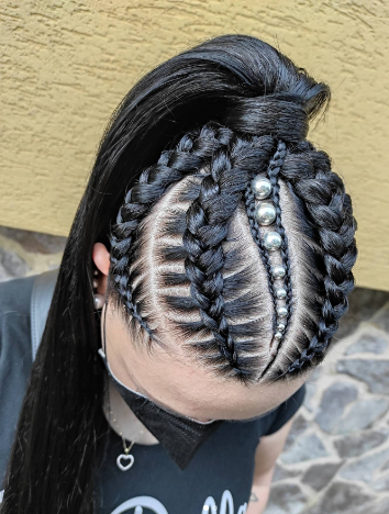 First Braided Black Ponytail Hairstyle