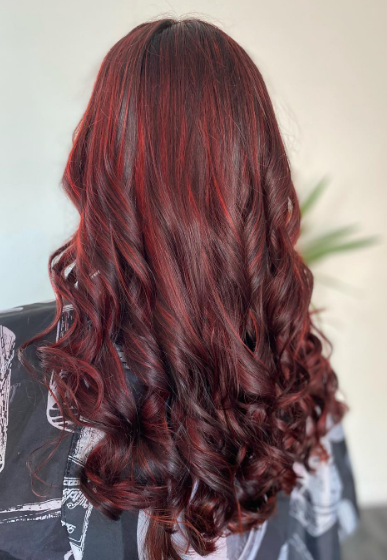 Flawless Brown Hair With Red Highlights