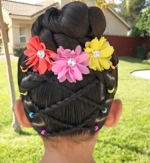 Flower With Hairstyle Ideas For Little Girls