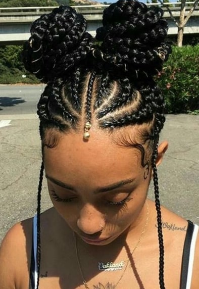 Frizzy Braided Hairstyle For Black Girls