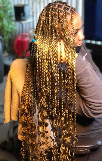 Golden With Ends Curly Senegalese Twist Natural Hair Means