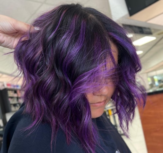 Gorgeous Dark Purple Balayage Hair Color