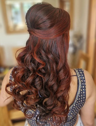 Half Up Puff Half Down With Curls Hairstyle For Wedding Guests