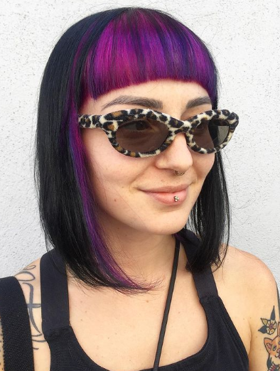Hot Pink Dyed Bangs Colored Fringe