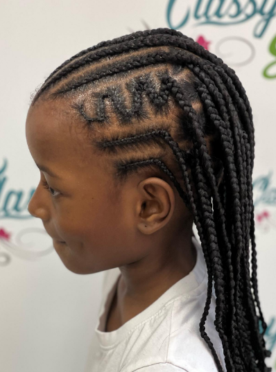 Knotless U-Shaped Cornrow Hairstyle For Black Kids