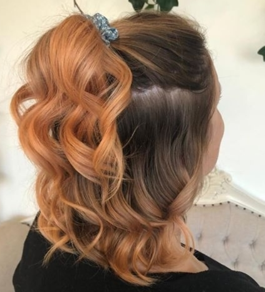Light Copper Half Up Half Down Hairstyle For Medium Hair
