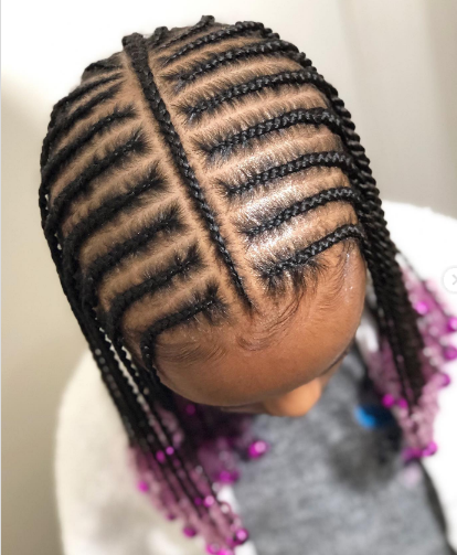 Line Braid With Beads Little Black Girl Hairstyle