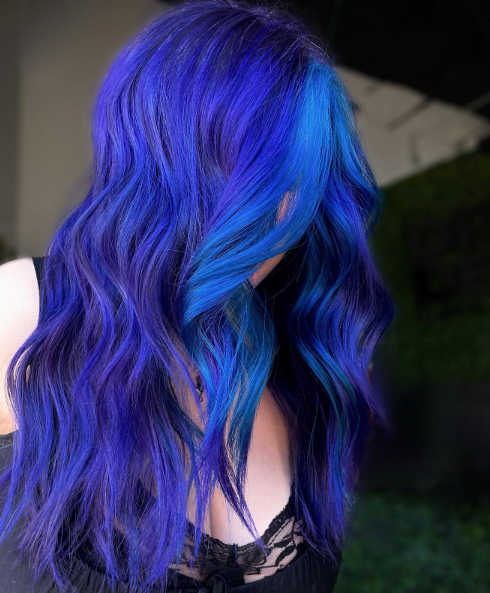 Medium Layer With Blue And Purple Hair Ideas
