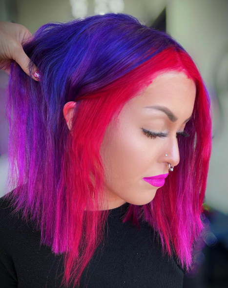 Meganta Highlighted with Blue And Purple Hair Ideas