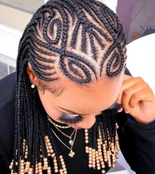 Middle Braid Hairstyle With Weave