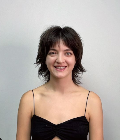 Middle Part Layer Cut Bob With Wispy Bangs Hairstyle