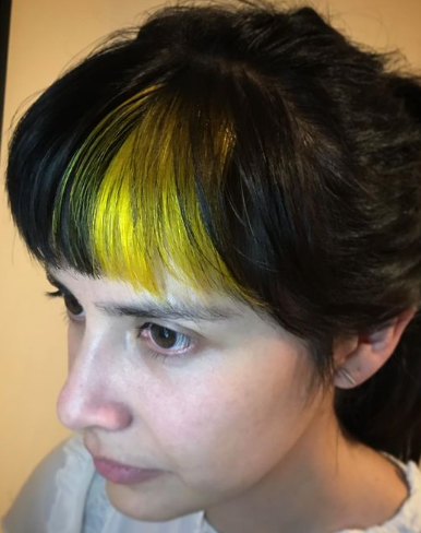 Neon Yellow Dyed Bangs Colored Fringe