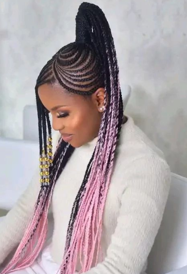 Pig Tail Loose Braid Hairstyle With Weave
