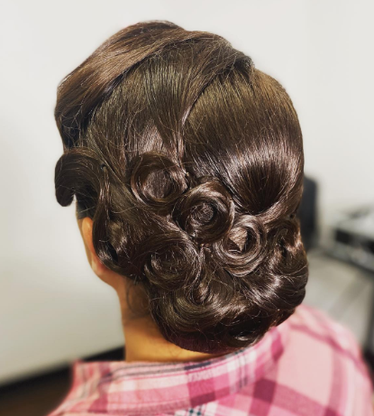 Pin Curl Updo Vintage Retro Hairstyle