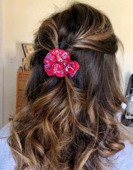 Pink Floral Pigtail Homecoming Hairstyle