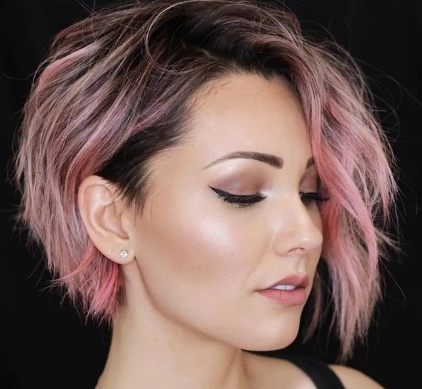 Pink and Black  Short Wavy Hairstyles