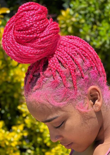 Pinky Braid Hairstyle With Weave