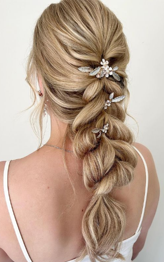 Pull Through Bridal Braid Hairstyle For Wedding Guests