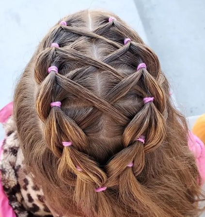 Pull-through braid with bands Cute hairstyle