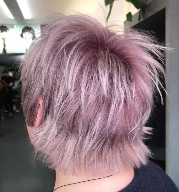 Purple Colored Short Shaggy Haircuts For Women