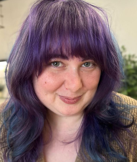 Purple Highlighted Wavy Hairstyle