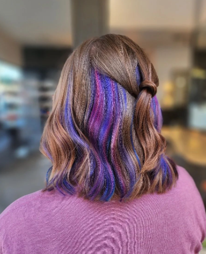 Purple Homecoming Hairstyle For Short Hair