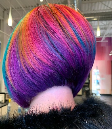 Rainbow Inverted Bob Haircut